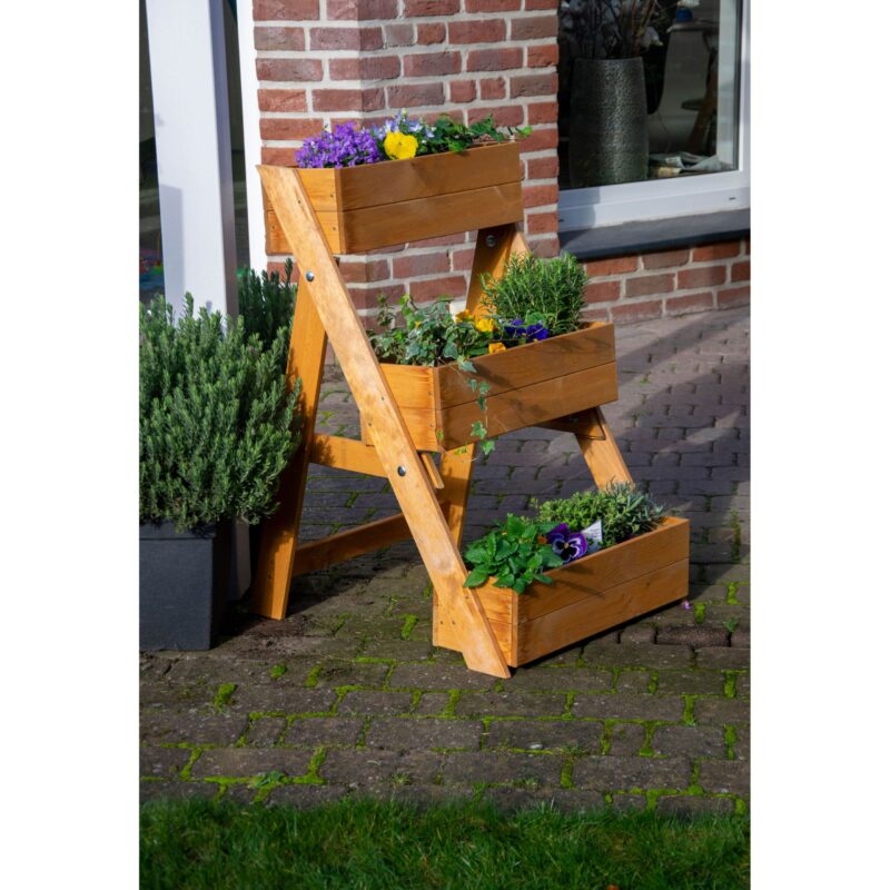 Dobar dreistufige Pflanzkasten aus Holz Kiefer Pflanztreppe