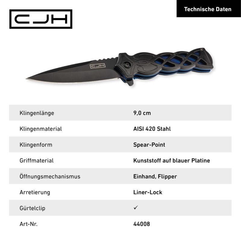 CJH Einhandmesser schwarz blau