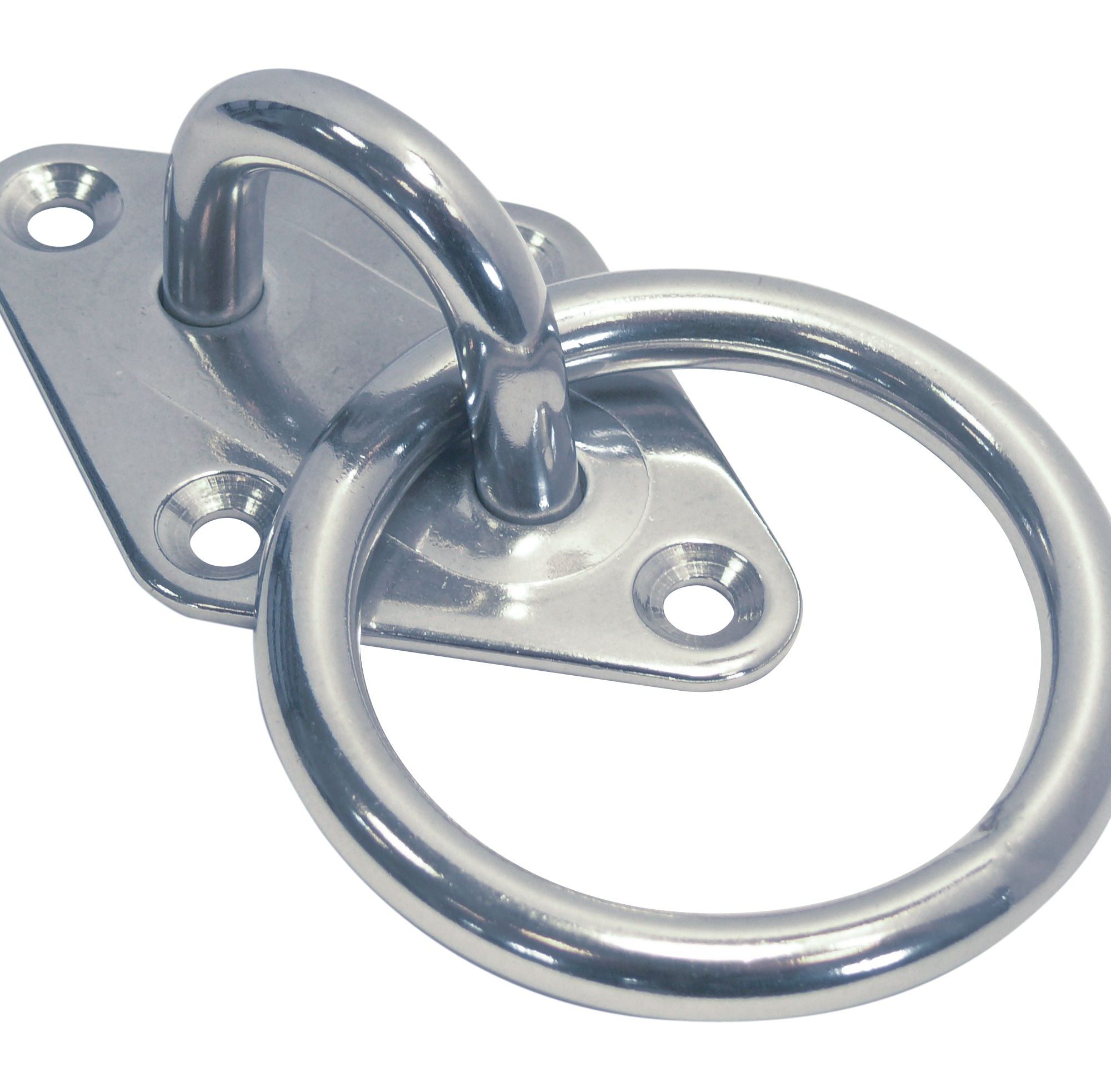 Mastplatte Raute mit Ring in Edelstahl
