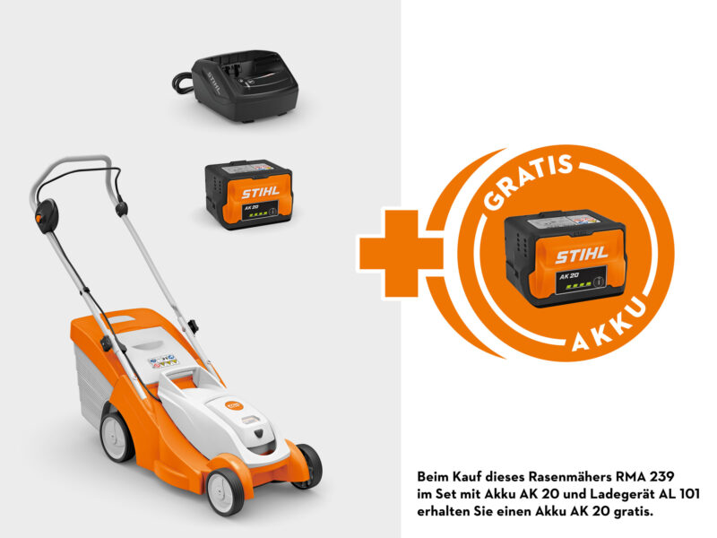 Stihl RMA 239 mit Akku AK 20 und Ladegerät AL 101 Rasenmäher